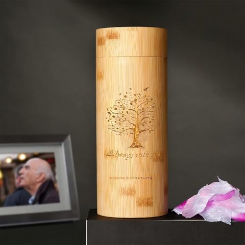 Small Scattering Urns for Human Ashes Adult,Medium Bamboo Scattering Urn Tube,6.5''x2.6''Scattering Tubes for Human Ashes,Urns for Human Pet Ashes (Brown, XL, Wisdom Tree) Brown