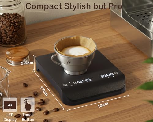 0.1g/3kg Rechargeable Coffee Scale with Three Timing Modes and Touch Button