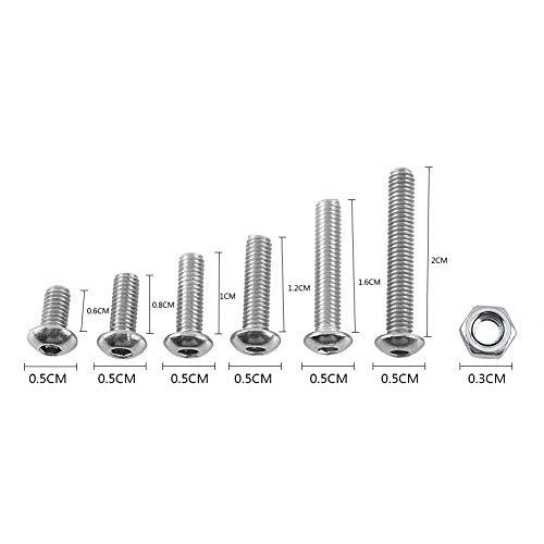 M3 stainless steel hex socket button head screws, bolts and hex nuts assortment by Generic