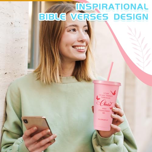 Uiifan 30 Pcs Christian Gifts Cups Bulk for Women, Fresh Color, Bible 24 oz - Bible