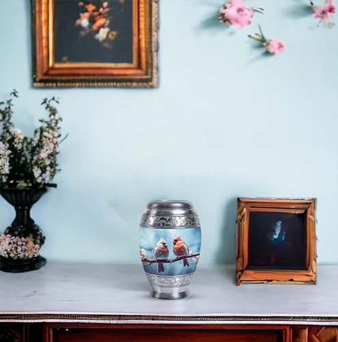 Cardinal Spring Meeting - Mini Urns for Ashes - Small Urns for Mom & Dad - Little for Male & Female - Decorative Urn - Ashes Keepsake for Burial Urn - 3 Inch - Pack of 2 Keepsake-2 Cardinal Spring Meeting