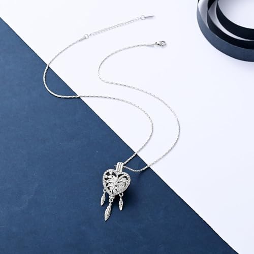 Hearbeingt Cremation Jewelry Dream Catcher Urn Necklaces for Ashes Dream Catcher-Silver