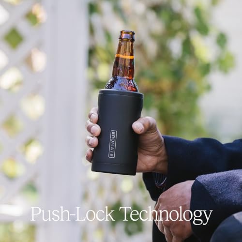 BrüMate Hopsulator Bott'l Insulated Bottle Cooler for Standard 12oz Glass Bottles | Glass Bottle Insulated Stainless Steel Drink Holder for Beer and Soda (Matte Black)