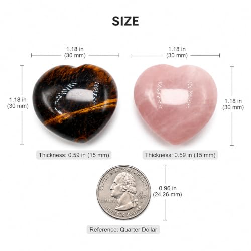 Tiger Eye & Rose Quartz Heart Set – 2 Natural Healing Crystal Hearts