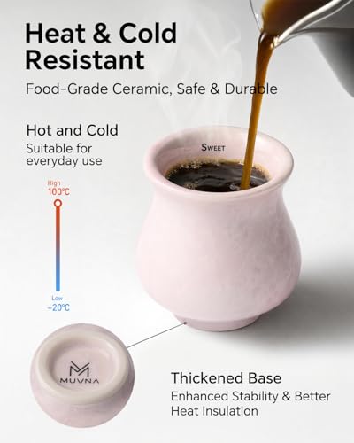 Ceramic Espresso Tasting Cup 4oz Handcrafted Ice Crackle Porcelain Cortado & Macchiato Cup, Asymmetrical Sensory Thick Wall Coffee Mug with Anti-Slip Base, Demitasse Barista Gift, Pink Cherry Blossom