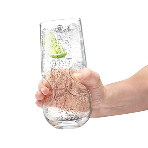 Final Touch Bubbles Sparkling Beverage Highball Glasses, Set of 4, 17 oz Seltzer Set of 4