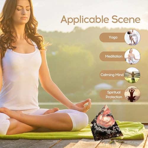 Flower of Life Orgone Pyramid for Positive Energy, Orgonite Obsidian Healing Crystal Pyramids for Reduce Stress Chakra Reiki Healing Meditation Attracts Lucky and Success Red-white&obsidian