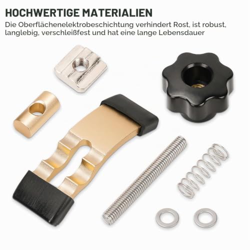 Pack of 2 T-groove hold-down brackets, electroplated treatment + rubber protective cover | Can press 45 mm thick objects, suitable for wood and metal processing (yellow + black) Yellow + Black