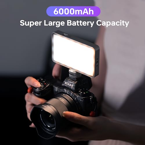 RGB Video Light Kit, 6000mAh Portable Camera Light 8W Output Power, LED Video Light Panel, 2500-8500K CRI TLCI 97+ Photograhy Lighting, with Mini Tripod, 60cm Reflector 8W Retro Kit with Reflector/Tripod
