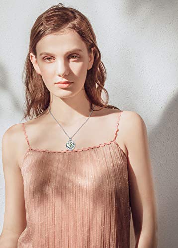 DAOCHONG S925 Sterling Silver Aromatherapy Essential Oil Diffuser Necklace Love Heart Locket Perfume Pendant Necklace Jewelry 18+2" Adjustable Chain 04_Ball Shape