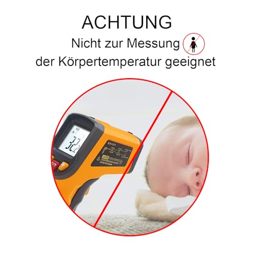 KETOTEK Infrared Thermometer Laser Digital IR Pyrometer Non-Contact Temperature Gun -50°C to 400°C Temperature Meter for Cooking Barbecue Freezer Industrial Food KT400Y