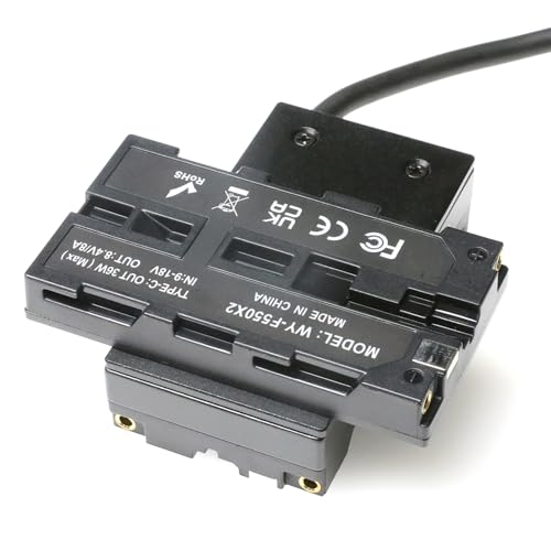 Uonecn USB C to NPF Dummy Battery Dual-Sided Cross-Shaped for Atomos| SmallHD Monitor, Wireless Transmission, NP-F550| F570| F770| F970 Dummy Battery Coiled Cable with USB-C PD Output Cross Contact Design