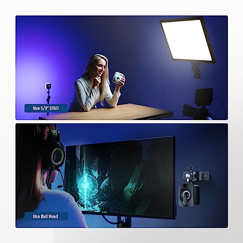 NEEWER 2 Pack T Type Wall Ceiling Mount, Ring Light Wall Mount Bracket with Detachable Ball Head, 5/8" Stud, 1/4" Screw for Flash Strobe Camera Monitor Studio Lighting, Max Load: 4.4lb/2kg, TS008 10102508