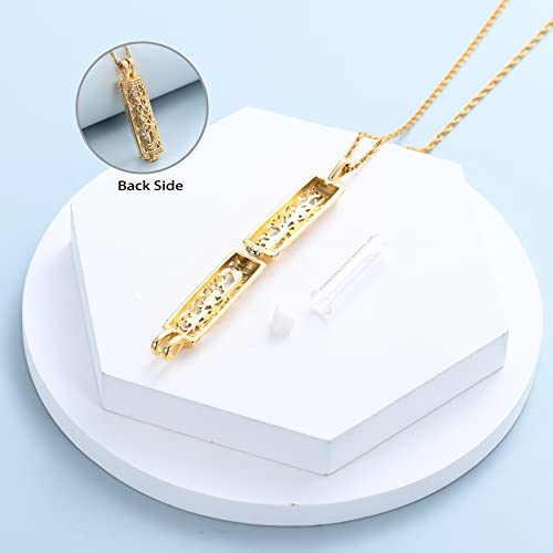 shajwo Cremation Cylinder Urn Ashes Necklace for Women Men Tree-Gold
