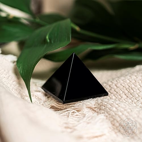 Conscious Items Black Obsidian Crystal Pyramid, Natural Protection Crystal Pyramids for Grounding & Energy Shielding, Healing Stone Gifts for Women & Men, Genuine Crystals for Home & Office The Protection Pyramid