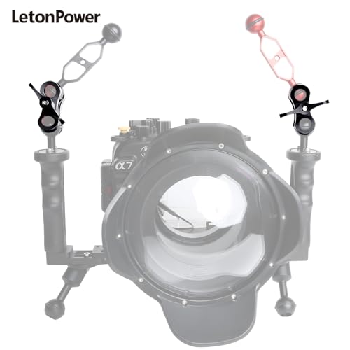 2-Hole 1" Aluminum Underwater Camera Clamp Ball Mount (2-Pack) - Underwater Bracket for Diving Light Arms & Camera Trays, Saltwater-Resistant Adapter for Scuba Photography/Videography Gear Double Holes Black
