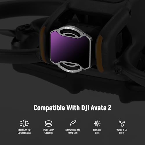 NEEWER Snap On ND&UV Filter Set Compatible with DJI Avata 2, 6 Pack UV & Neutral Density Filters ND8 ND16 ND32 ND64 ND256 Drone Lens Accessories with Ultra Slim Frame & Double Sided Coated HD Glass Flip 6 Pack ND+UV