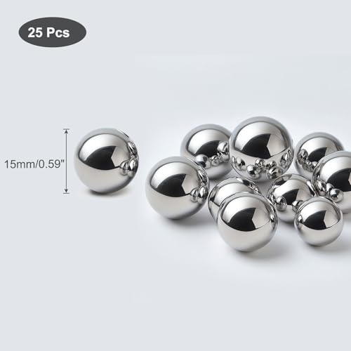 HiPicco 25 Pack 15mm Bearing Ball 304 Stainless Steel G100 Precision Balls