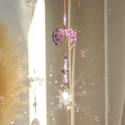 Crystal Sun Catcher Indoor Windows Hanging Tree of Life SunCatchers with Prisms, Chakra Decor for Home, Healing, Pack of 3 Style5