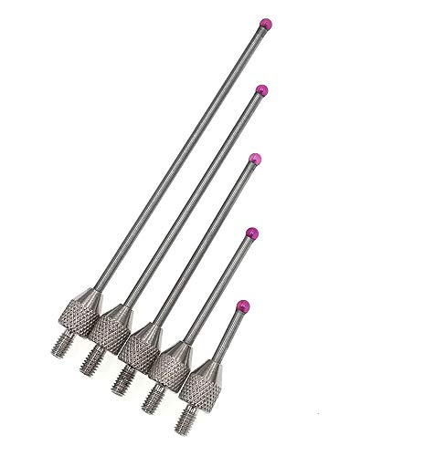 SUXING Measuring Inserts for Dial Indicators, Ruby Diameter 2mm, Length 10/20/30/40/50mm, Thread M2.5, Ruby Ball