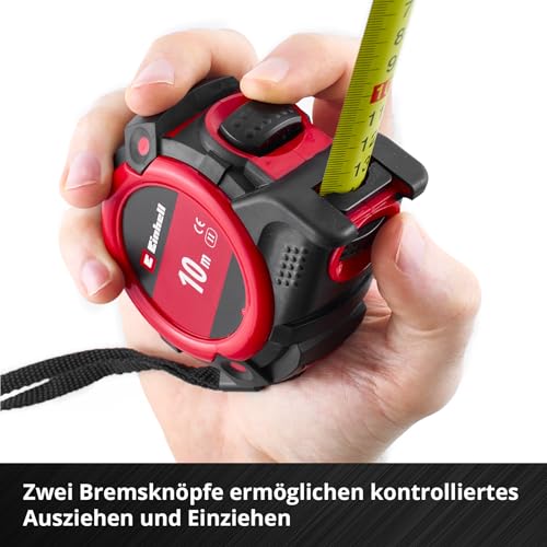 Einhell Tape Measure 10 m | Autolock | Nylon Coating | Magnetic End Hook | Double Sided Scale | Shockproof Housing