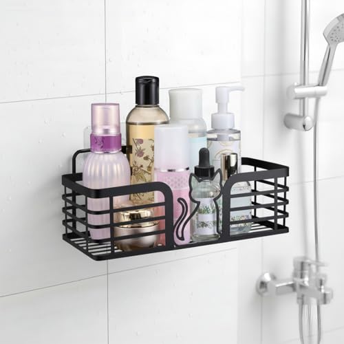2 Pack Shower Caddy with Cat Black Metal Shower Shelves Organizer