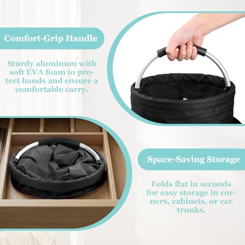 WOOHA Tool Organizers Bag 34L Collapsible Tool Bag Shower Caddy Basket Outdoor Camping Bathroom Caddy Home Bathroom Storage Bath Wash Bag（Black+Grey） 2 Pack Black+grey