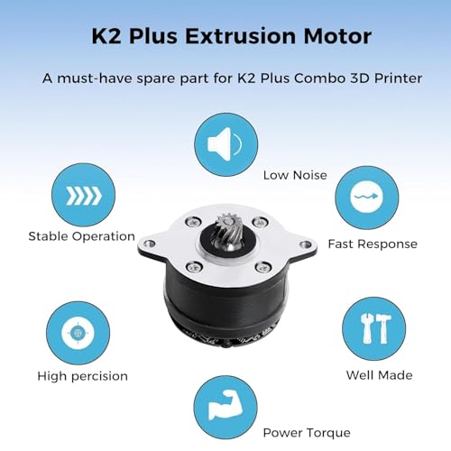 Creality K2/K2 Pro/K2 Plus Extruder Motor, Circular Stepper Motor, K2 Series Original Replacement Part with Cable, E Axis Extrusion Part with 12 Teeth Round Shaft, Official 3D Printer Stepping k2 series extruder motor