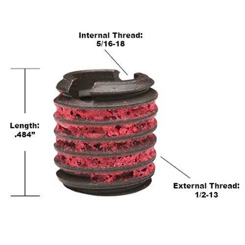 [Australia - AusPower] - E-Z Lok Externally Threaded Insert, C12L14 Carbon Steel, Meets AISI 12L14, 5/16"-18 Internal Threads, 1/2"-13 External Threads, 0.484" Length, Made in US (Pack of 10) 