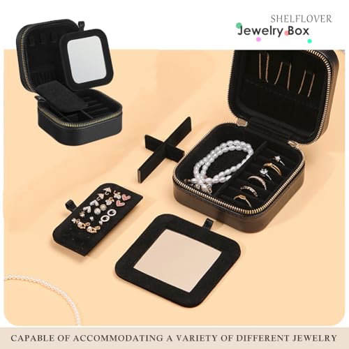 2-Packs Pure White & Black Small Jewelry Box, Easy Carried Travel Jewelry Organizer PU Leather Mini Holder Box, Necklace, Earring, Rings, Bracelets
