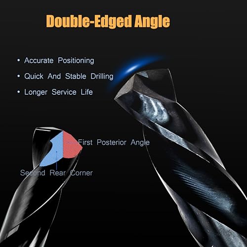 DelitonGude 1/2-inch HSS M35 cobalt twist drill bits for metal, 5-piece jobber drill bit set