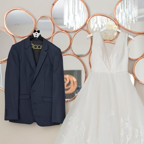 Yousoontic 2 Pcs Bride Groom Wedding Hangers Wooden Bow Tie Flower
