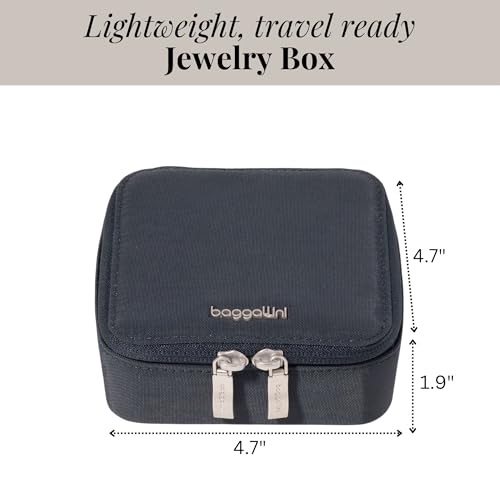 Baggallini Travel Jewelry Box - Lightweight 4.7”x4.7”x1.9” Travel Jewelry Case One Size French Navy