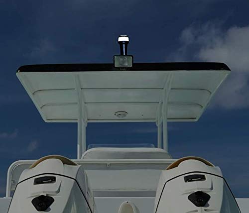 Pactrade Marine Navigation Lights for Boats LED - White Battery Powered Nav Lights for Boats - Surface Mounts (Curved), Fixed Base, 2-Mode Operation - 1NM Waterproof