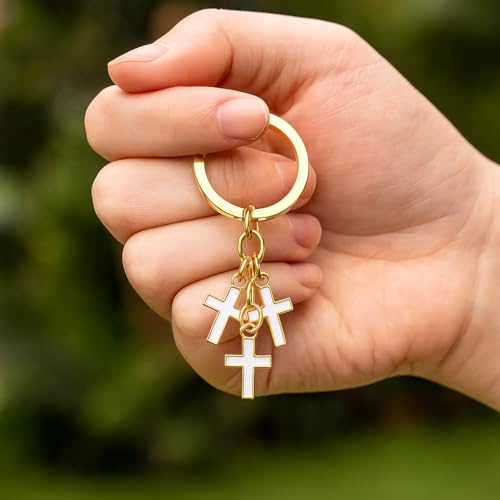 Cross Keyring, Layered Cross Keychain Bag Charms for Women