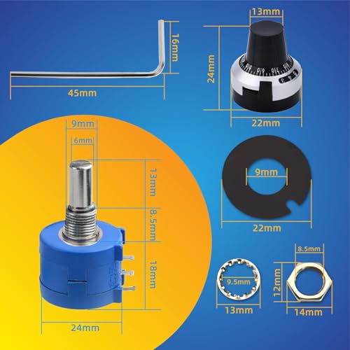 Rotary Potentiometer Knob, 500 Ohm Linear Variable Resistance Rotary Switch, 2 W Wire-Wound Precision Button Potentiometer, with Rotary Control, for Industrial Control Devices