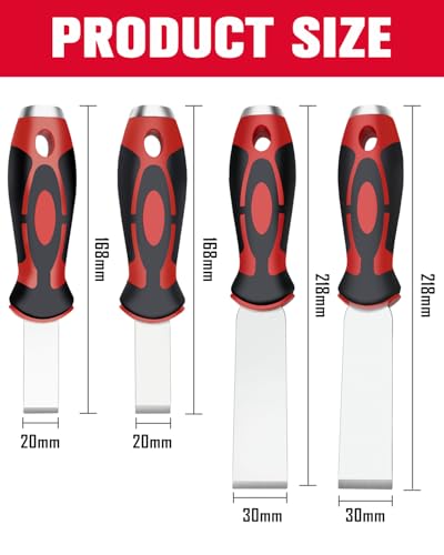ROTATION 4pc extra thick paint scraper set with putty knives and hammer ends
