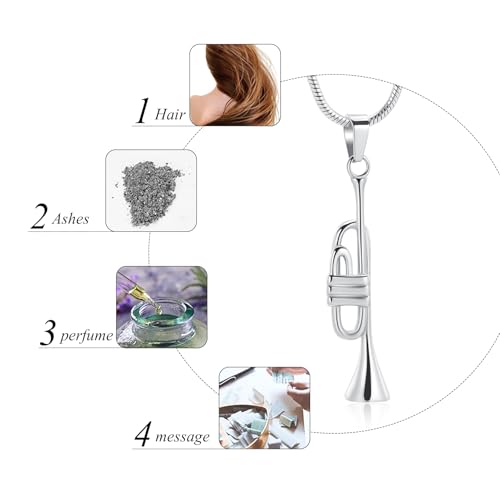 memorial jewelry Unique Trumpet Cremation Pendant Ashes Urn for Pet/Human Keepsake Necklace Steel