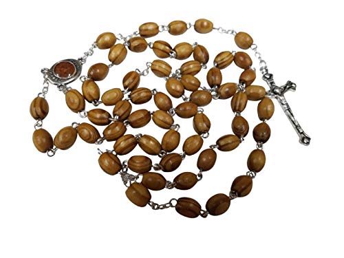 Bethlehem Gifts TM Olive wood Rosary with Holy Land earth - Soil - With Certificate of Authenticity