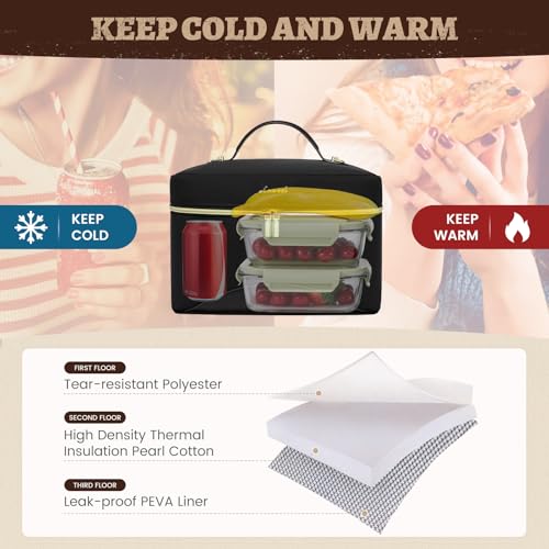 LOVEVOOK Insulated Lunch Box for Women,Adult Lunch Cooler Bag Women Brown Leopard Print Medium