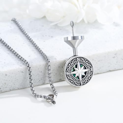 Compass Necklace 925 Sterling Silver Compass Necklace Graduation Inspirational Jewelry for Women Men C-Urn
