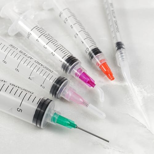 Syringe with Needle and Cap 1ml, 3ml, 5ml, 10ml, 20ml Syringes, 14g, 16g, 18g, 20g, 25g Pure Needles and Syringe Caps, Used for Industrial Care, Liquid Measurement 1/3/5/10/20ml
