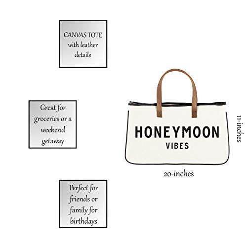 Santa Barbara Design Studio Tote Bag For Women Hold Everything Wedding 100% Cotton Canvas Shoulder Bag, Large, Honeymoon Vibes Black and White