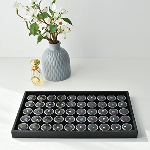 Ikee Design Black Foam Gem and Bead Organizer 50 Jars Display Tray Black Foam/Black Tray (50 Jars)