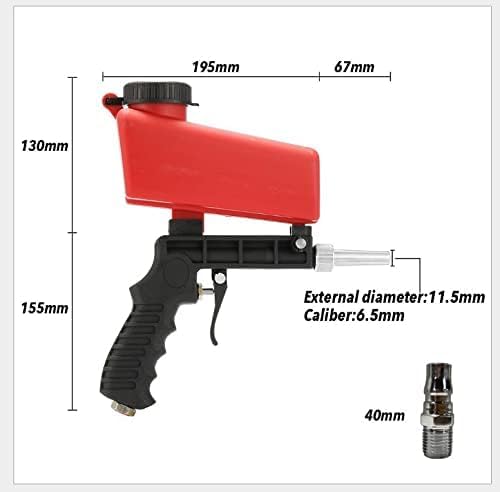 [Australia - AusPower] - Sandblaster Sand Blaster Gun Kit,Portable 90psi Gravity Sand Blasting Spray Tool,Pneumatic Sandblaster for Air Compressor,Remove Paint, Stains, Rust & Clean Surfaces(Red) 