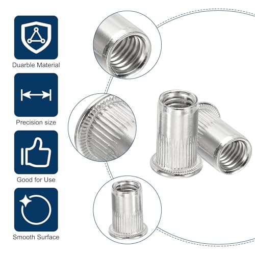 uxcell 244-piece 304 stainless steel rivet nut assortment, M3 to M10, silver finish