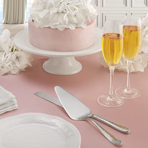 Hudson Essentials Bergamo Hammered 18/10 Stainless Steel Wedding Cake Knife & Cake Server Set – Perfect for Weddings, Engagements, & Birthay Parties