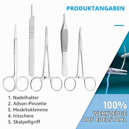 Surgical Suture Set, Suture Practice Kit with Silicone Suture Cushion, Suture Material Surgery, Wound Suture Exercise Set with Instruments and Threads, Gift for Medical Students & Veterinarians