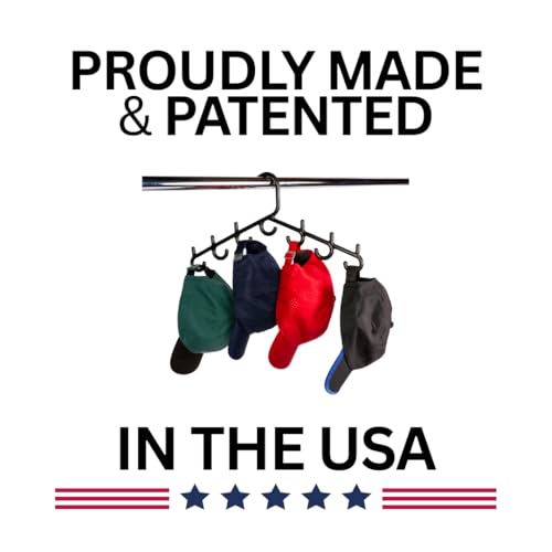 Made in USA Multi-Use Hanger for Bras, Lingerie, Hats & Scarves 5-Pack | Patented Closet Organizer | 7-Hook Space Saver for Underwear, Ties, Belts | No Clips, Lightweight Design Black