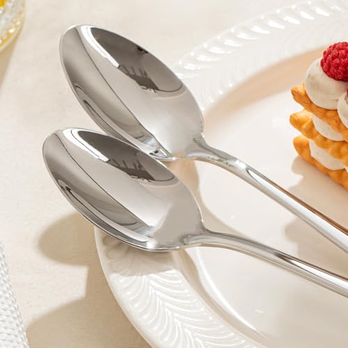 KINGSTONE 8.15-Inch Dinner Spoons (Not Teaspoons), 4-Piece 18/10 Stainless Steel Table Spoon Set, Silver, Food Grade, Dishwasher Safe (Pack of 3)